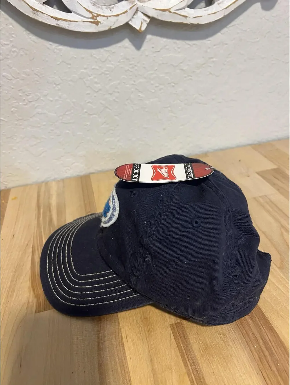 MILLER LITE BEER TEXT LOGO NAVY BLUE ADJUSTABLE CURVED  HAT CAP NWT 99